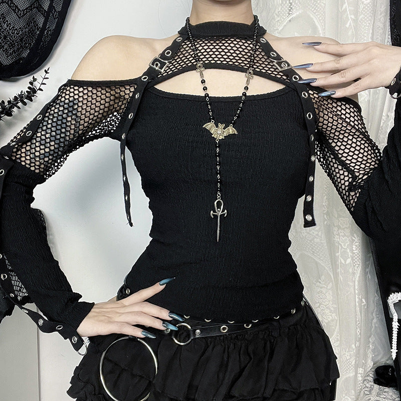 Damen modisches Oberteil mit einzigartigem Cut-Out-Design und Netzdetails Drune