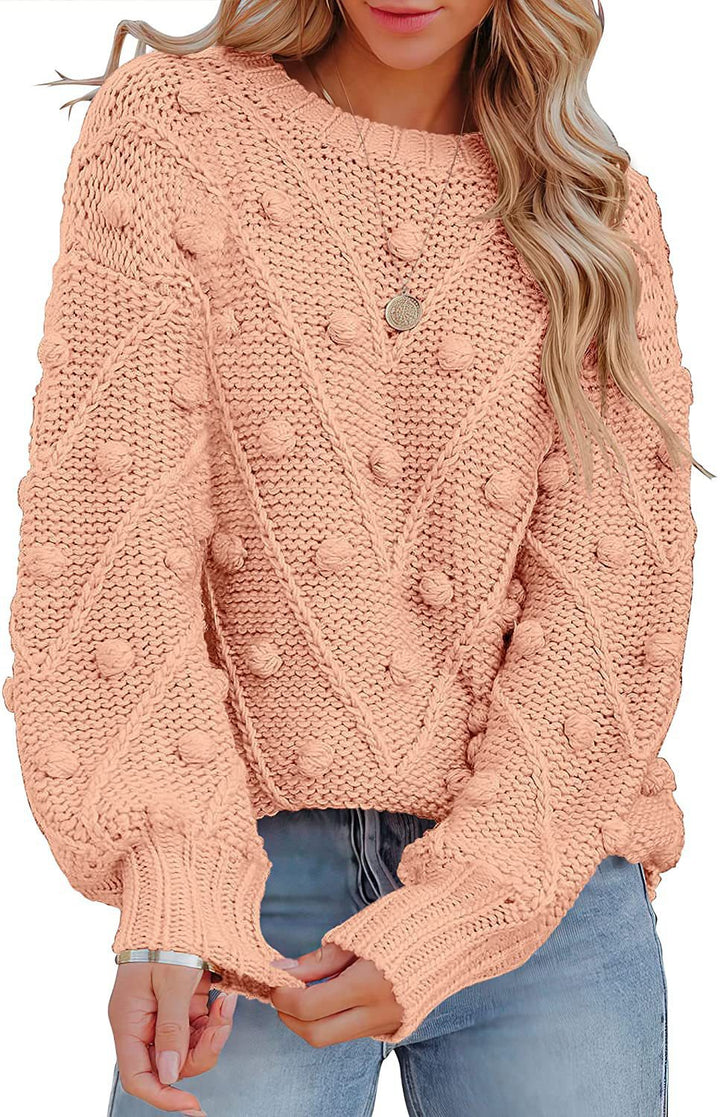 Damen stylischer Strickpullover mit strukturiertem 3D-Muster Drune