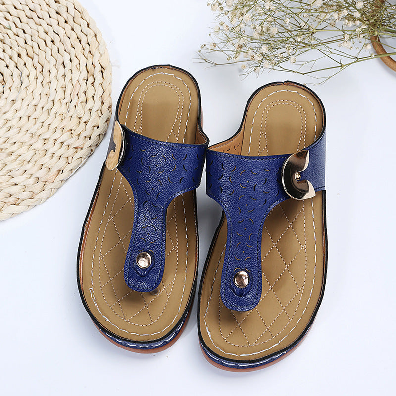 Damen Bequeme Zehentrenner-Sandalen mit verstellbarem Riemen und gepolsterter Sohle Drune