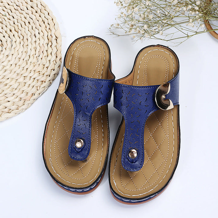 Damen Bequeme Zehentrenner-Sandalen mit verstellbarem Riemen und gepolsterter Sohle Drune