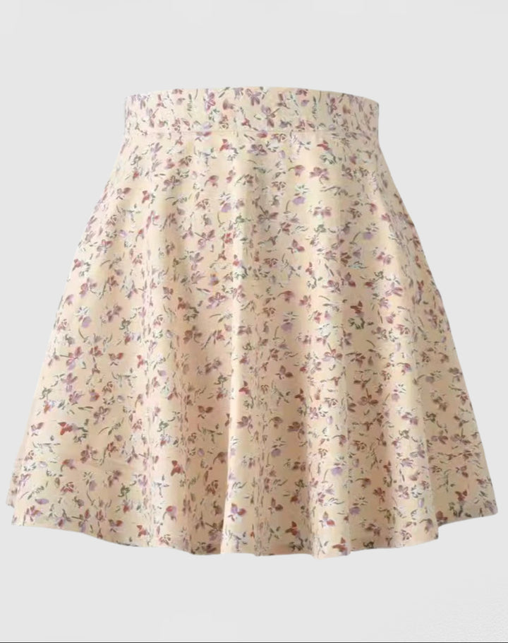 Damen Baumwollrock mit verspieltem Blumenmuster und schwingendem Saum Drune