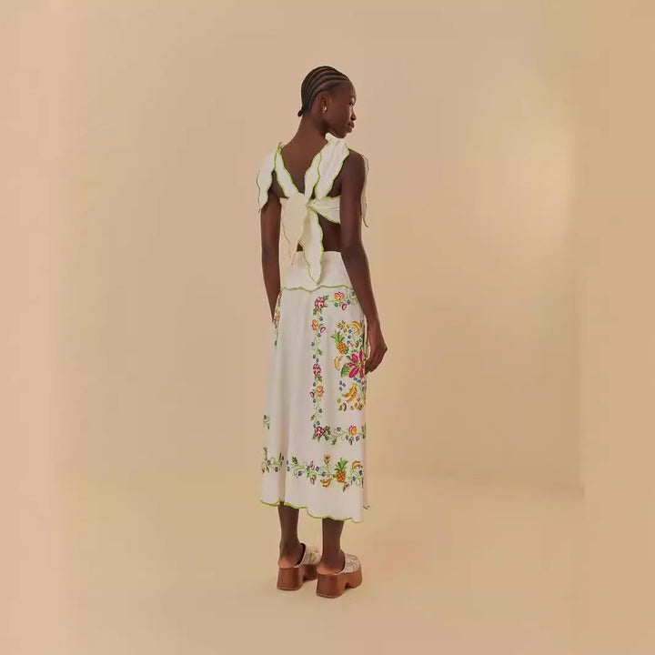 Damen Sommerkleid mit aufwendiger floralem Stickdesign Drune