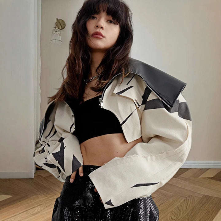 Damen Trendige Utility-Jacke mit oversized Schnitt und kunstvollen Musterdetails Drune