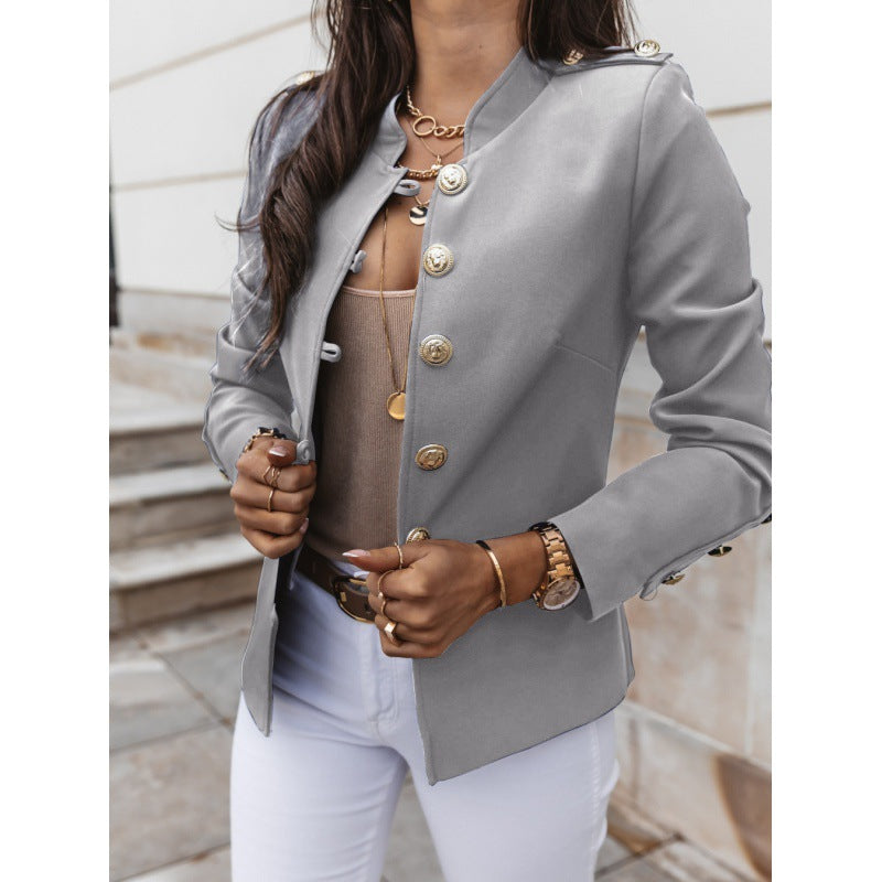 Damen modischer Blazer mit knopfverzierten Details Drune