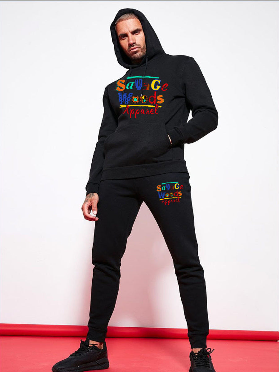 Damen sportliches Hoodie- und Jogginghose-Set mit buntem Schriftzug Drune