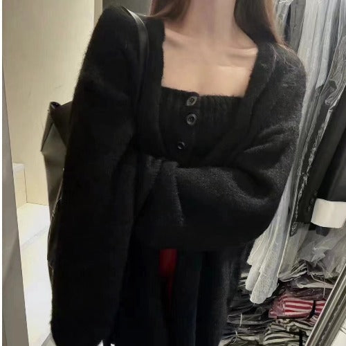 Damen Cardigan mit Knopf- und offenen Fronten Drune