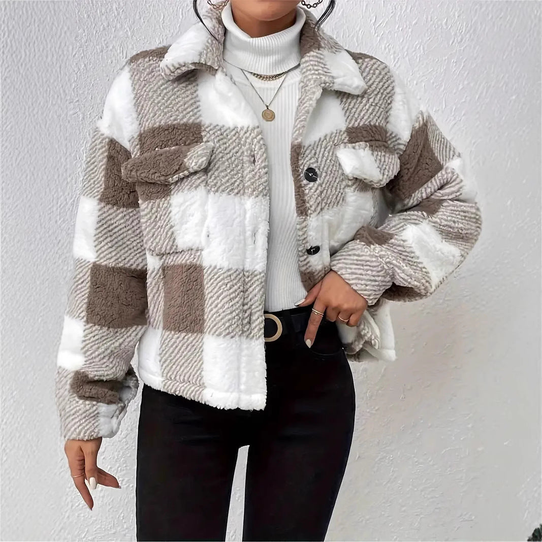 Damen Kuschelige Karojacke Drune