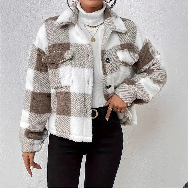 Damen Kuschelige Karojacke Drune