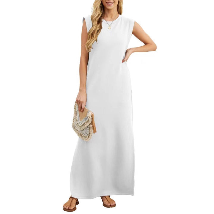 Damen Maxikleid mit modernen Schulterdetails und fließendem Schnitt Drune