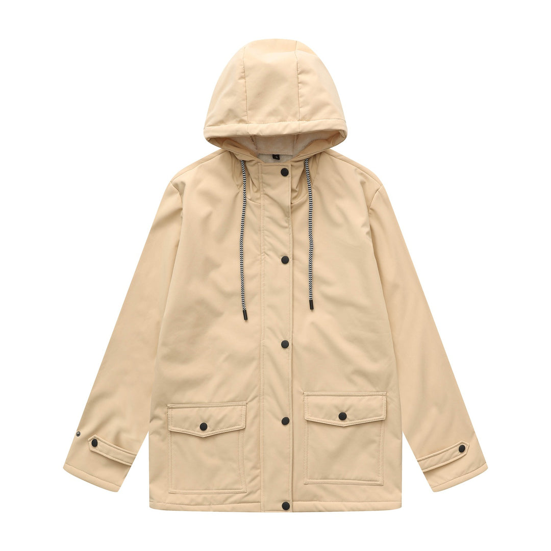 Damen wasserabweisende Outdoorjacke mit verstellbarem Kapuzenkragen Drune