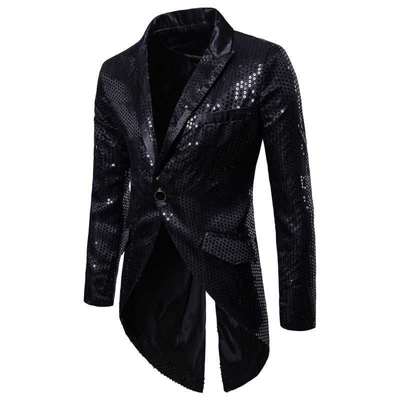 Herren eleganter Pailletten-Blazer mit asymmetrischem Schnitt und luxuriösem Design Drune