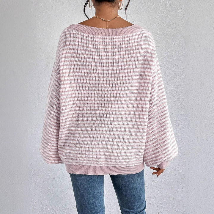 Damen Oversized Strickpullover mit weitem Rundhalsausschnitt Drune