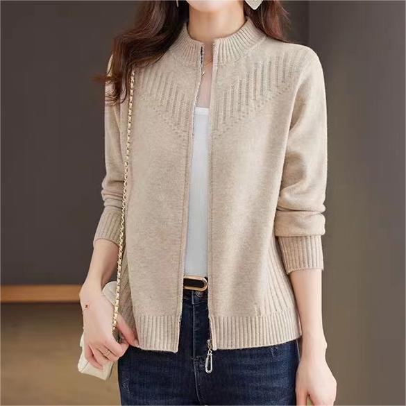Damen Strickjacke mit hohem Kragen Drune