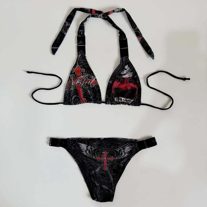 Damen Triangel-Bikini mit kreativem Muster Drune