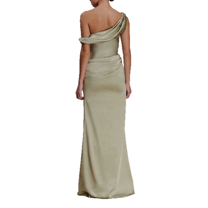 Damen Elegantes asymmetrisches Maxikleid mit raffinierter Drapierung Drune