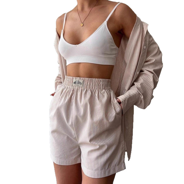 Damen komfortabler Kurzpyjama mit lockerer Passform Drune