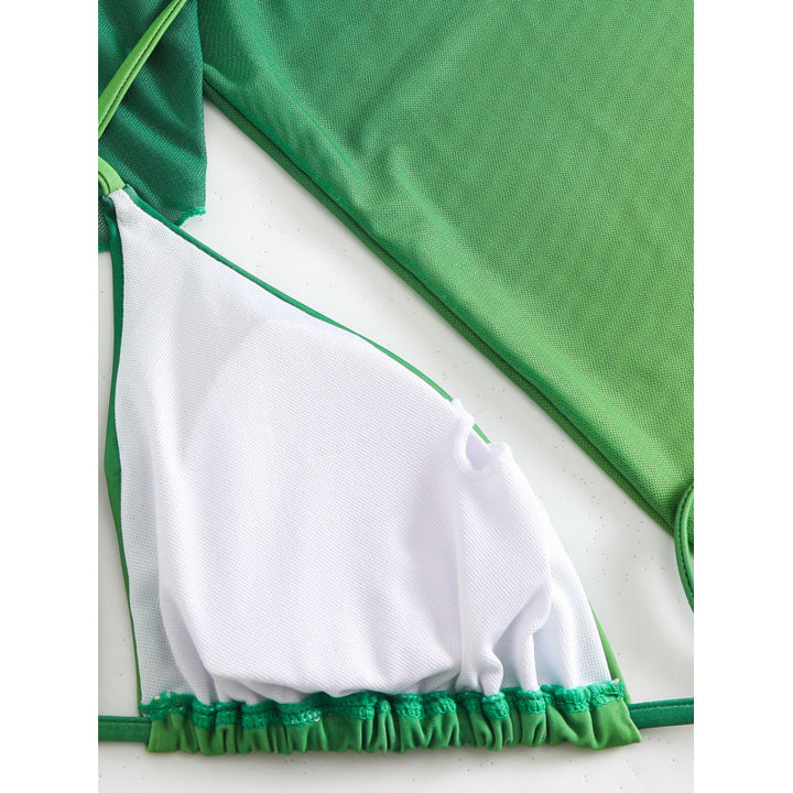Damen Bikini-Set mit transparentem Oberteil und verstellbaren Trägern Drune