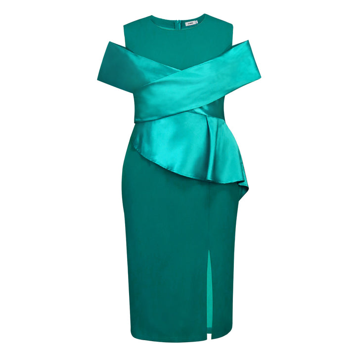 Damen Elegantes Wickelkleid mit asymmetrischem Saum und dekorativen Falten Drune