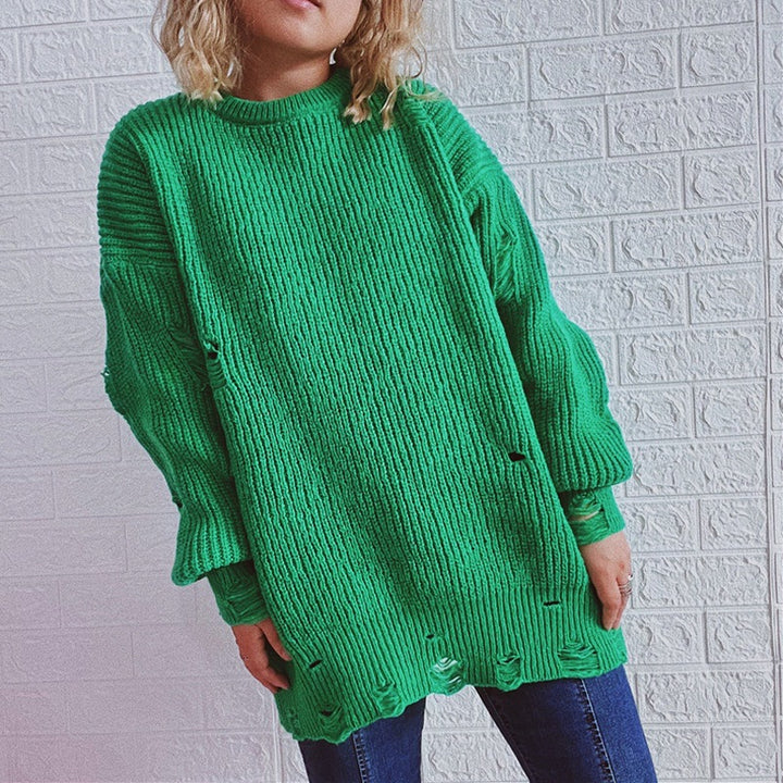 Damen lässiger Oversized Pullover mit strukturiertem Strickdesign Drune