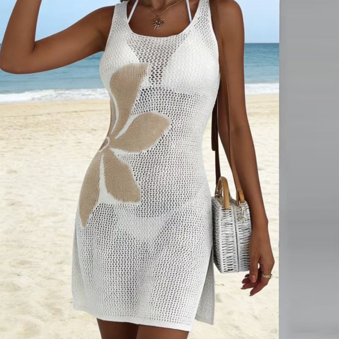 Damen Häkel-Strandkleid mit floralem Muster Drune