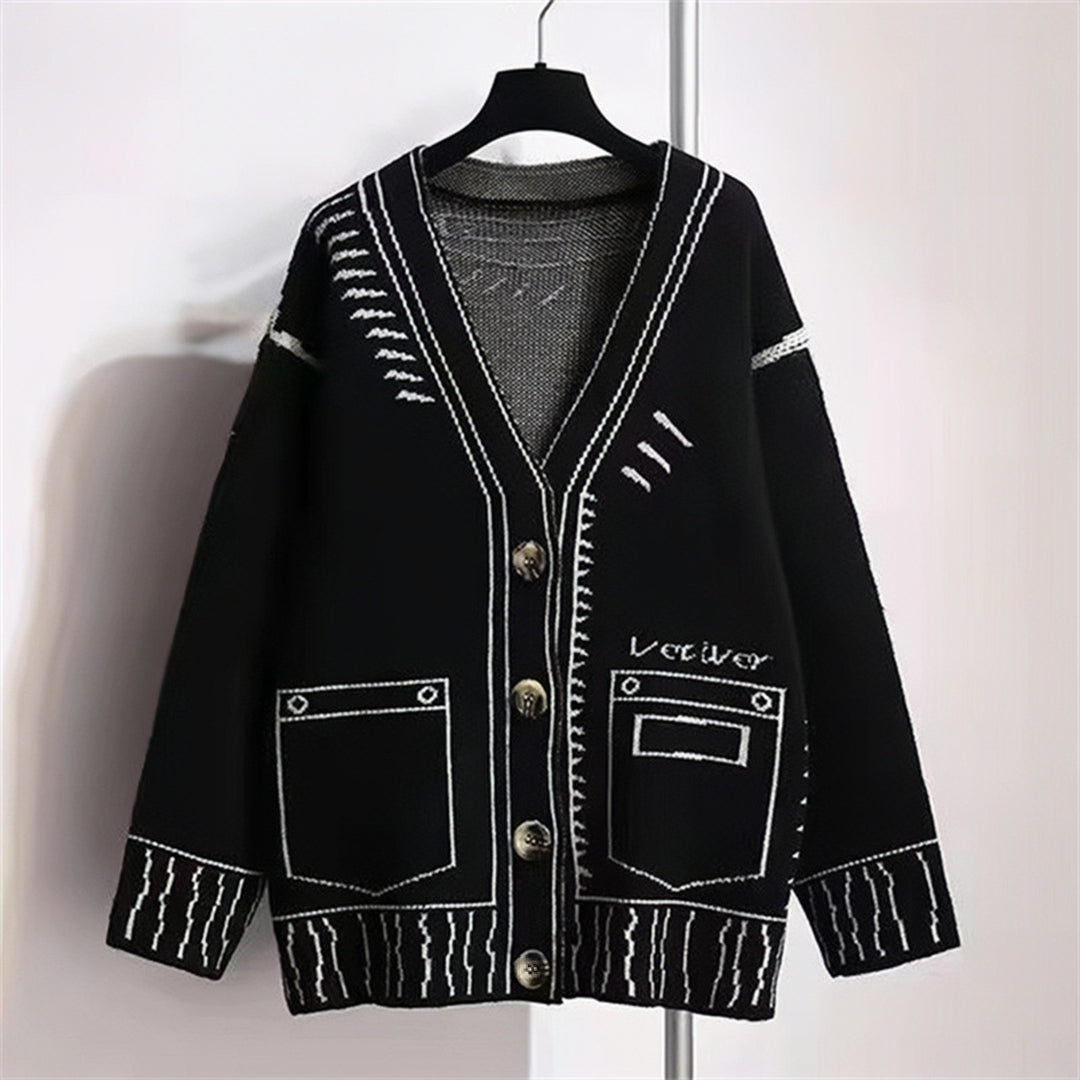 Damen Strickjacke mit kreativem Design und hochwertigen Knöpfen Drune