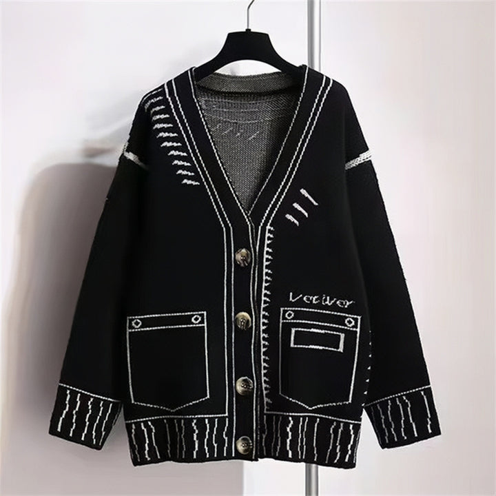 Damen Strickjacke mit kreativem Design und hochwertigen Knöpfen Drune