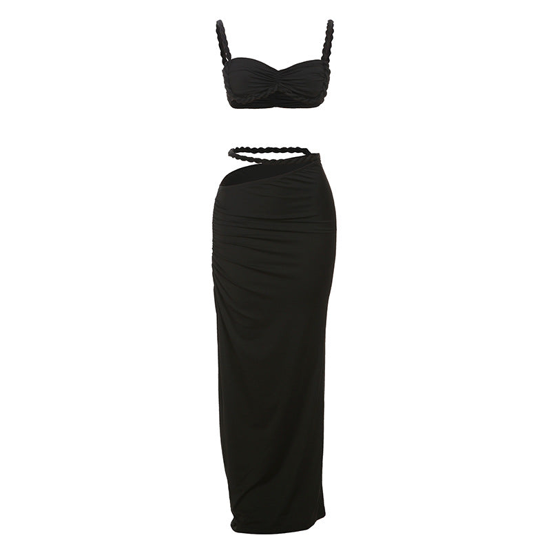 Damen Oberteil und Maxi Rock Set Drune