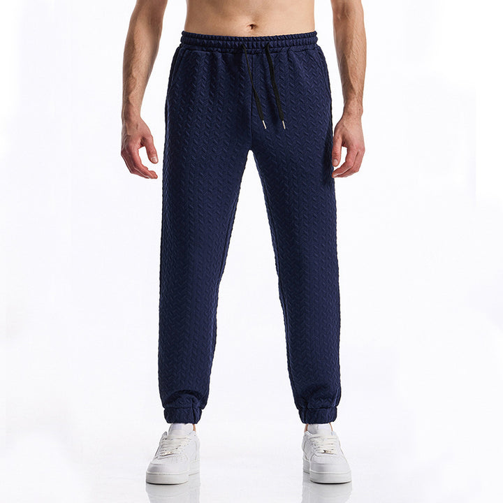 Herren bequeme Freizeithose mit elastischem Bund und Strukturmuster Drune