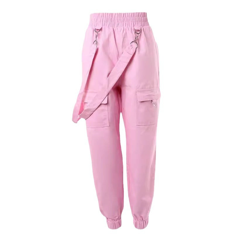 Damen Cargo-Hose mit abnehmbaren Trägern und elastischem Bund Drune