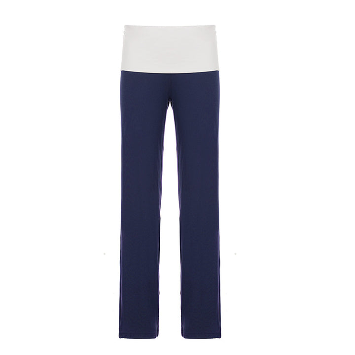 Damen nan weiche Yoga-Loungehose mit umklappbarem Bund und weitem Bein Drune