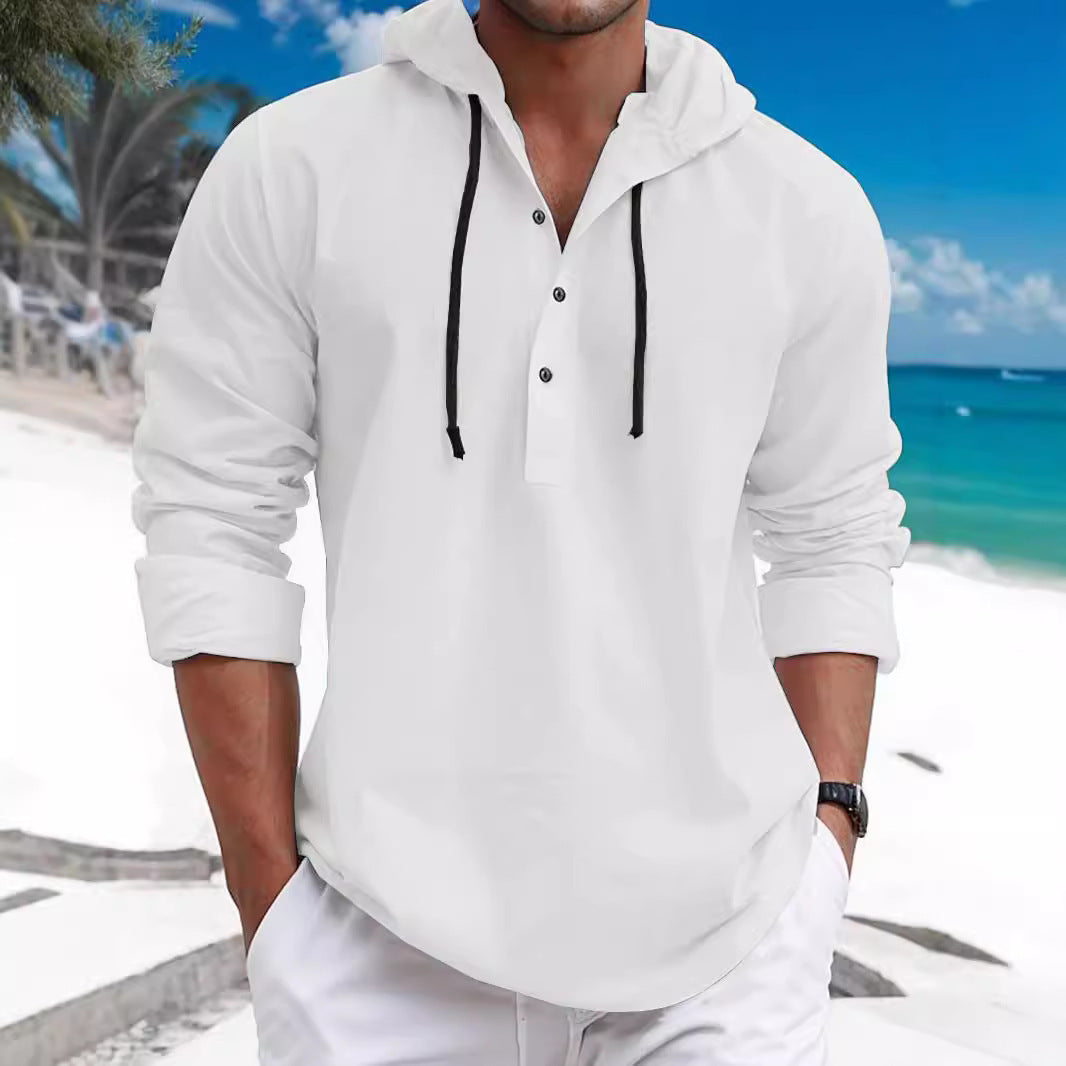Herren Kapuzenpullover mit modischem Knopfdruck und lässigem Schnitt Drune