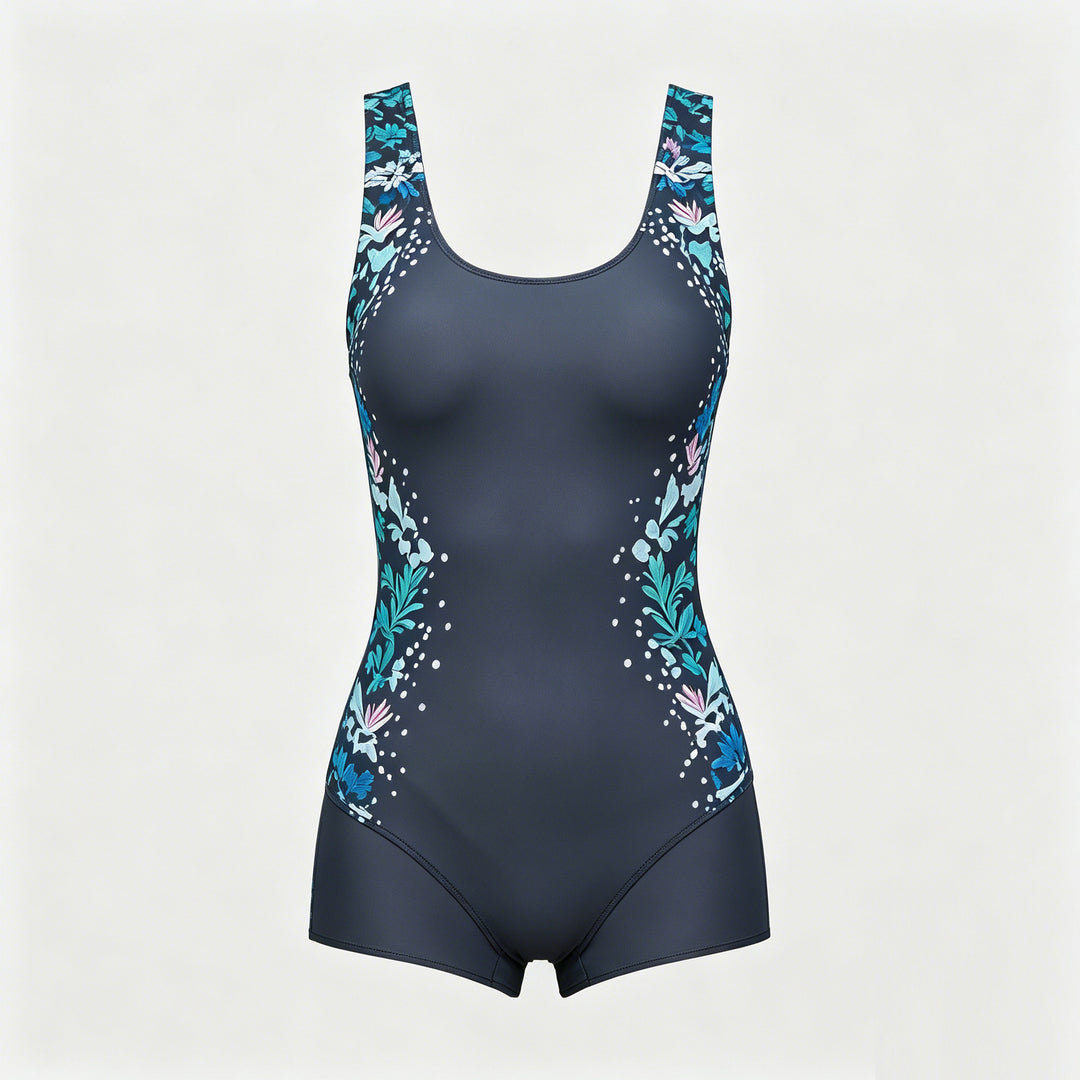 Damen Sportlicher Einteiler Badeanzug mit floralem Design Drune