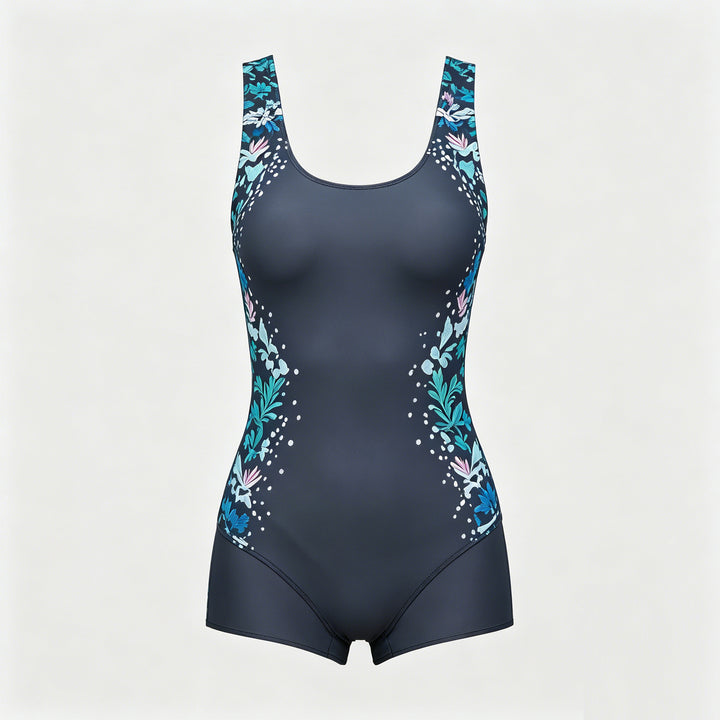Damen Sportlicher Einteiler Badeanzug mit floralem Design Drune