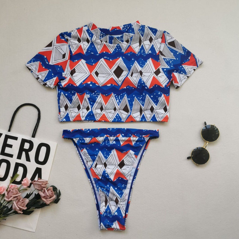 Damen Bikini-Set mit kurzem Oberteil und hohem Beinausschnitt Drune