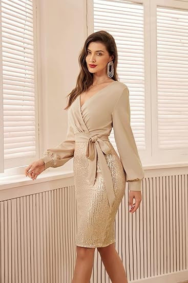 Damen Wickelkleid mit glitzerndem Rock Drune