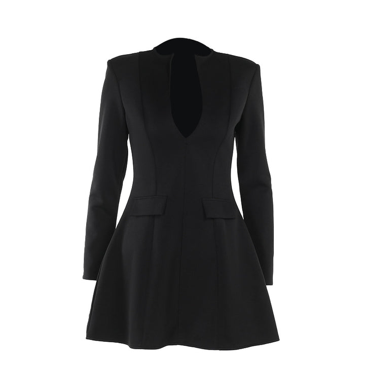 Damen schickes Minikleid mit tiefem Ausschnitt und tailliertem Schnitt Drune