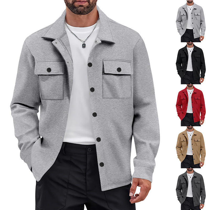 Herren nan Overshirt-Jacke mit Brustklappen, lockerer Passform und durchgehender Knopfleiste Drune