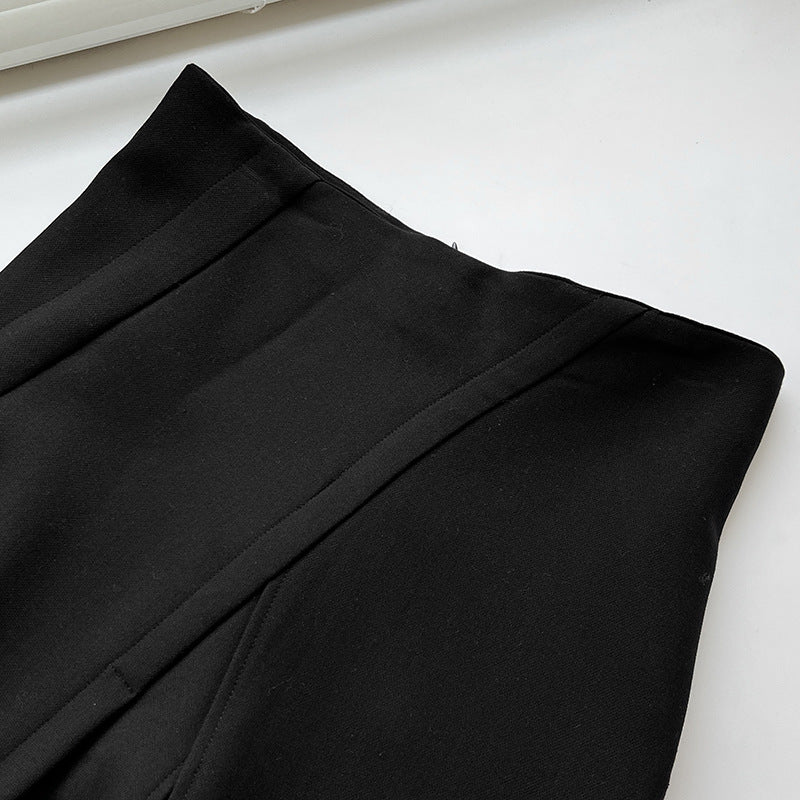 Damen elegante Stoffhose mit hohem Bund Drune