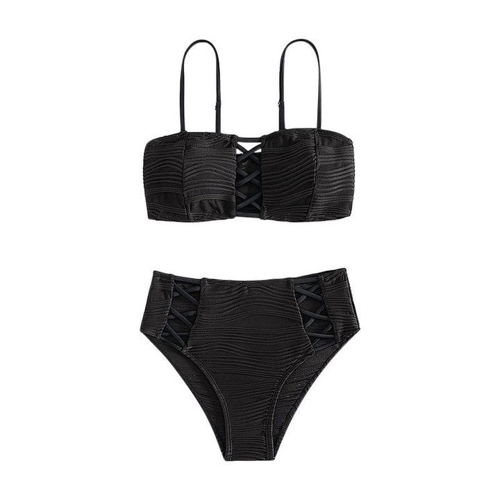 Damen Bikini-Set mit strukturierter Oberfläche und dekorativen Einsätzen Drune