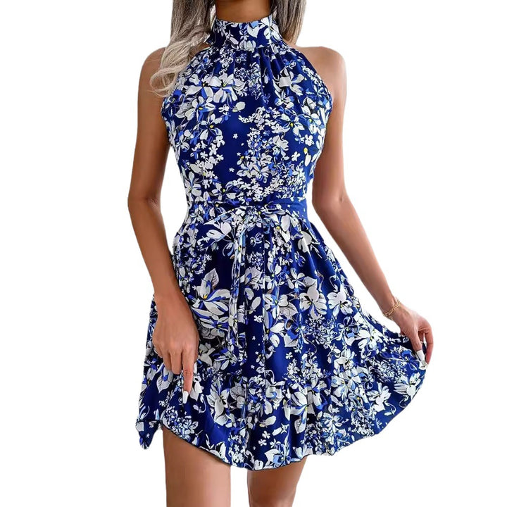 Damen Blumendesign Halterkleid mit verspieltem Rock Drune