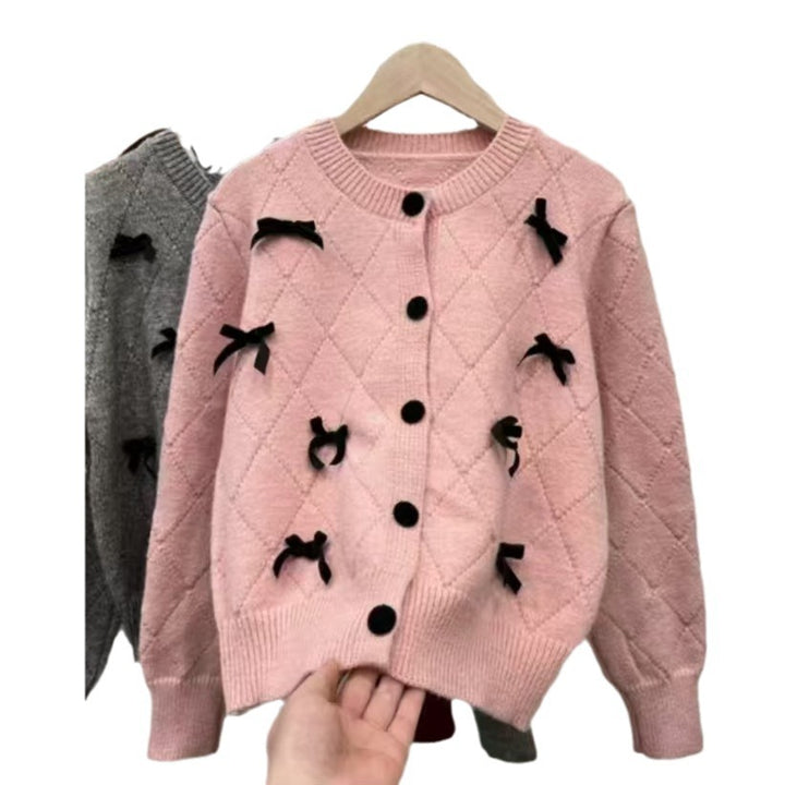 Damen Strickjacke mit dekorativen Schleifen Drune