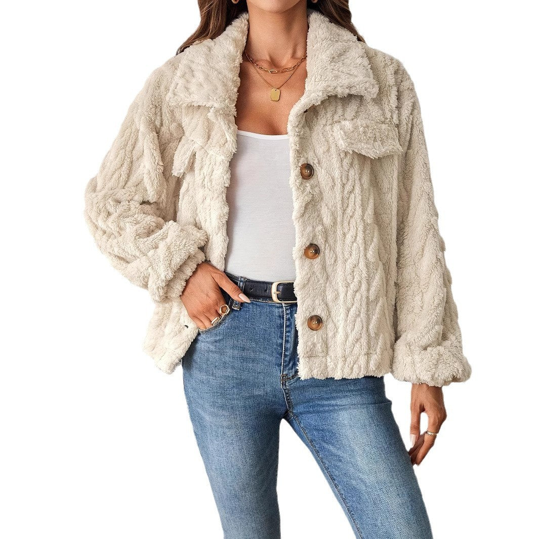 Damen Oversize Plüschjacke mit strukturiertem Design Drune
