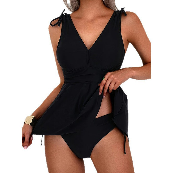 Damen Strandkleid Badeanzug mit figurformender Raffung Drune