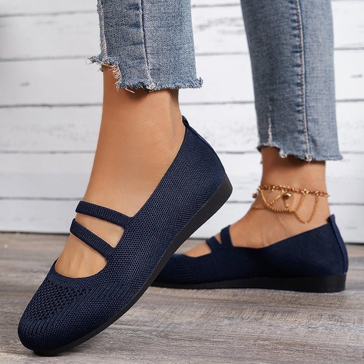 Drune | Flache Slipper Mit Riemen Über Dem Spann Und Flacher Sohle Für Damen