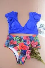 Damen Hochgeschnittener Bikini mit voluminösen Rüschendetails Drune