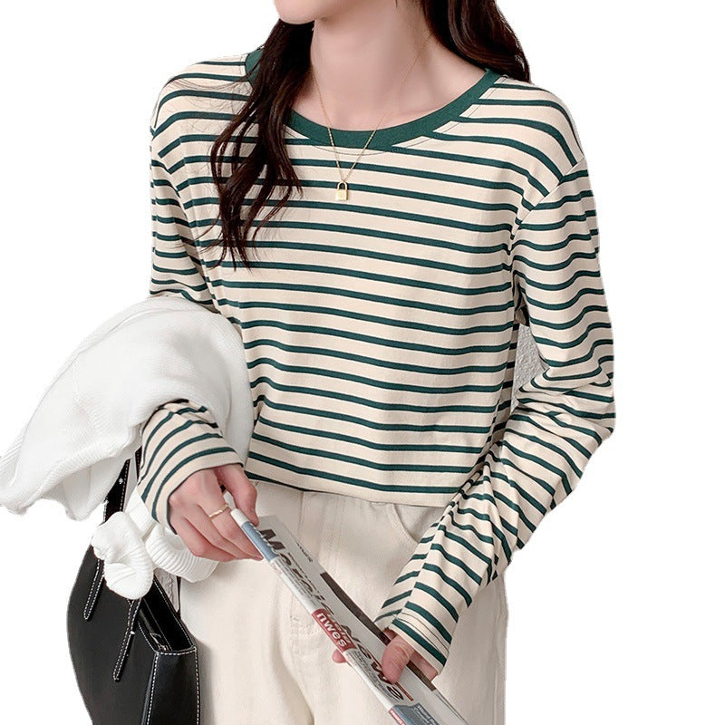 Damen langärmliges gestreiftes T-Shirt Drune