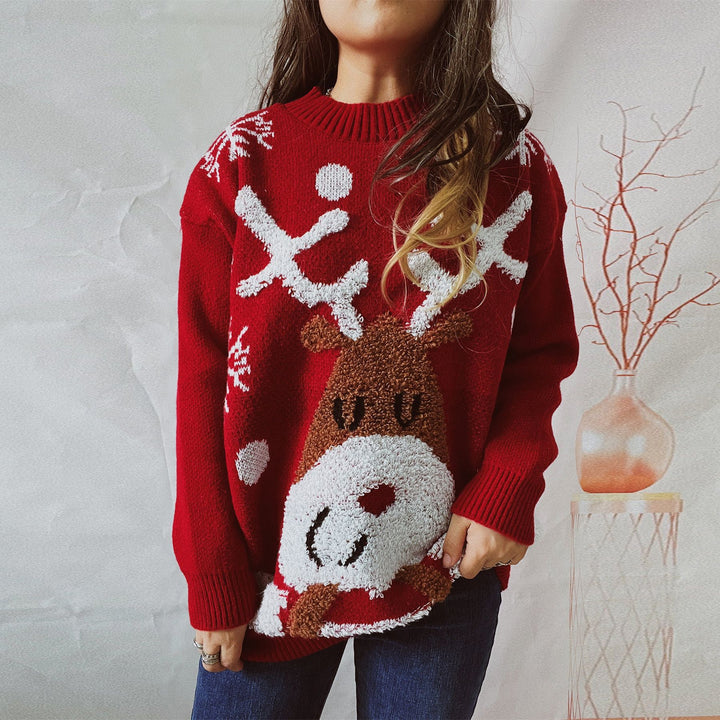 Damen Kuscheliger Weihnachts-Pullover mit lustigem Rentier-Motiv Drune