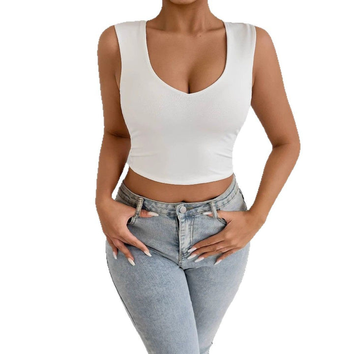 Damen figurbetontes Crop-Top mit tiefem V-Ausschnitt Drune
