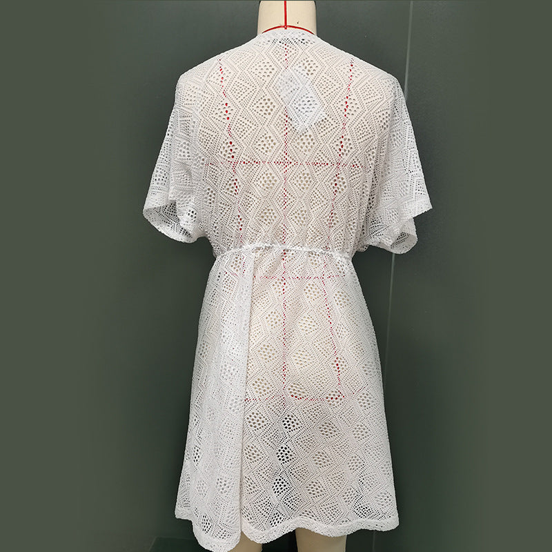 Damen eleganter Häkel-Strandüberwurf Drune