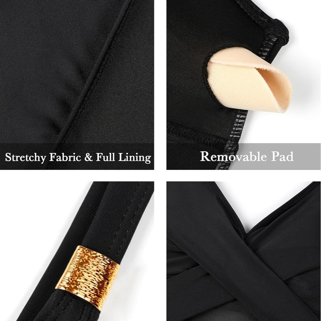 Damen Einteiler Badeanzug mit raffiniertem Mesh-Einsatz und elegantem Wickeldetail Drune